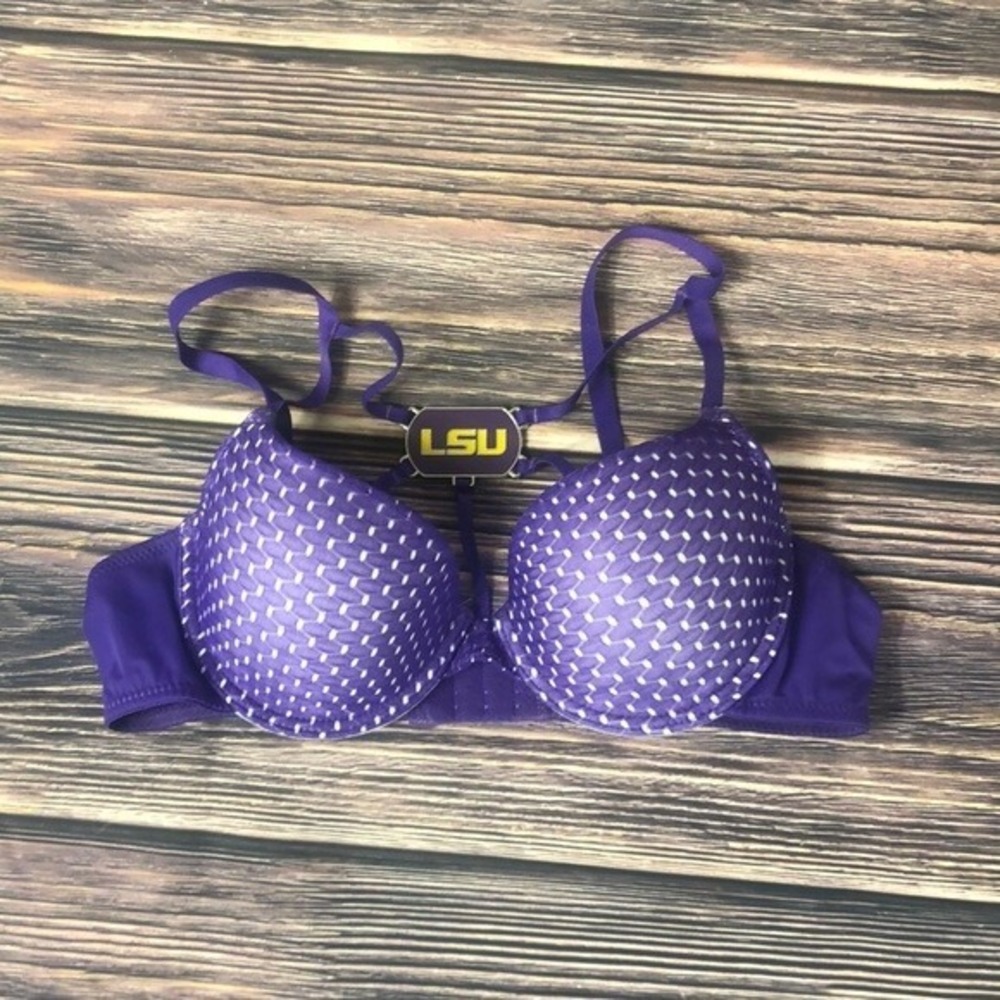 NUYU LSU Tigers Louisiana State University Purple Yellow NEW Womens Bra Size 32B